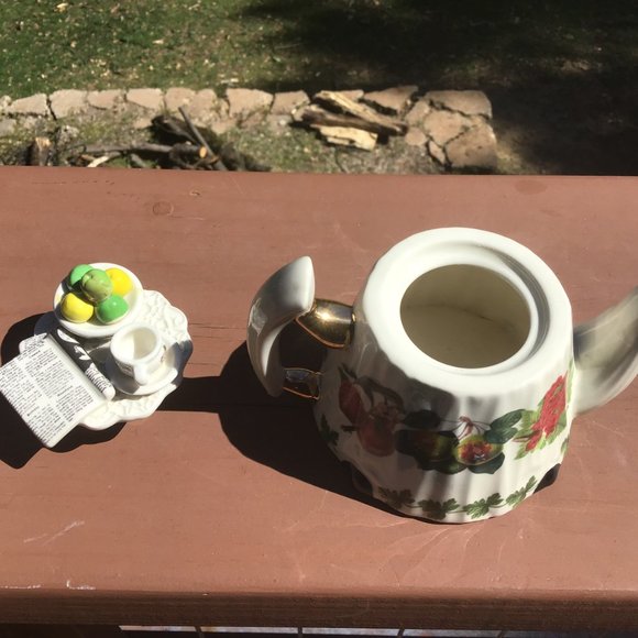 VINTAGE PORTMEIRION PAUL CARDEW Mini POMONA TEACUP w/Green Apples Bowl - Picture 2 of 6